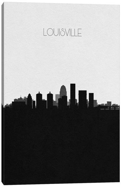 Louisville, Kentucky City Skyline Canvas Art Print - Black & White Skylines