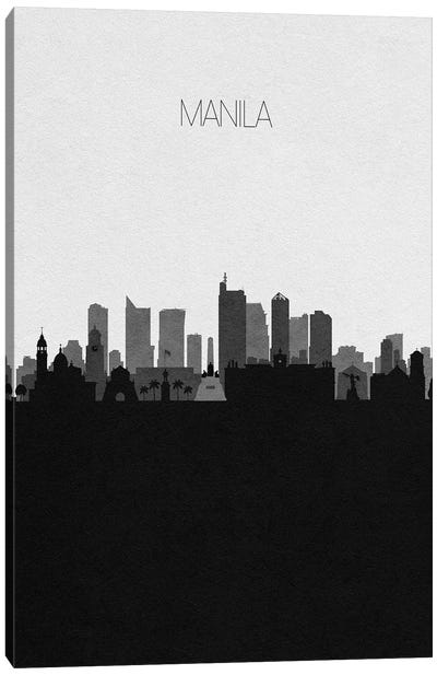 Manila, Philippines City Skyline Canvas Art Print - Black & White Skylines