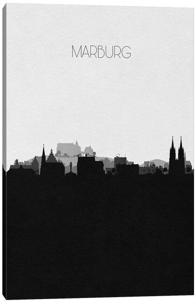 Marburg, Germany City Skyline Canvas Art Print - Black & White Skylines