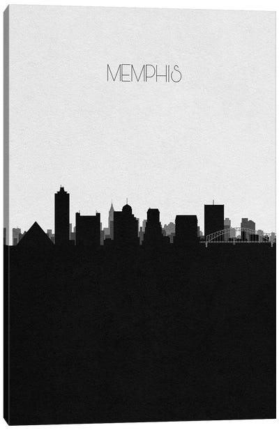 Memphis, Tennessee City Skyline Canvas Art Print - Black & White Skylines