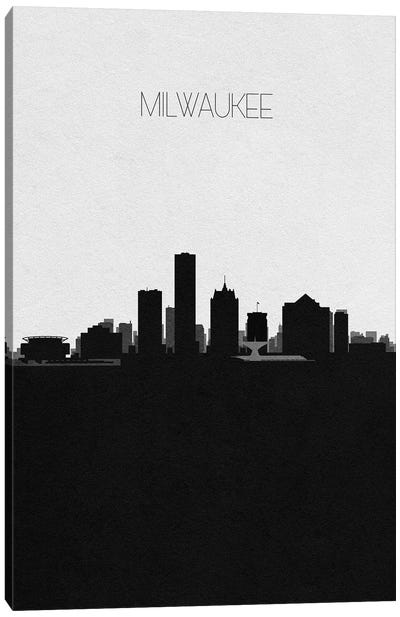 Milwaukee, Wisconsin City Skyline Canvas Art Print - Black & White Skylines
