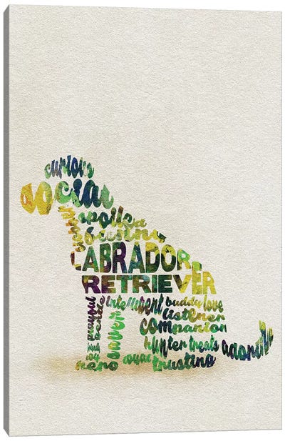 Labrador Retriever Canvas Art Print - Typographic Dogs