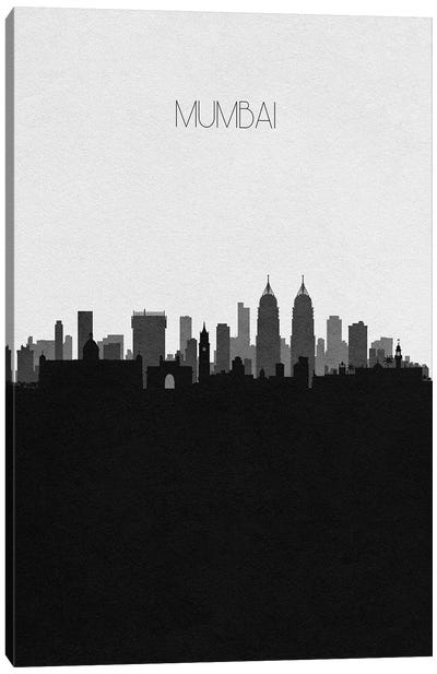 Mumbai, India City Skyline Canvas Art Print - Black & White Skylines
