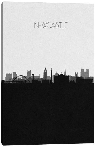 Newcastle, England City Skyline Canvas Art Print - Black & White Skylines