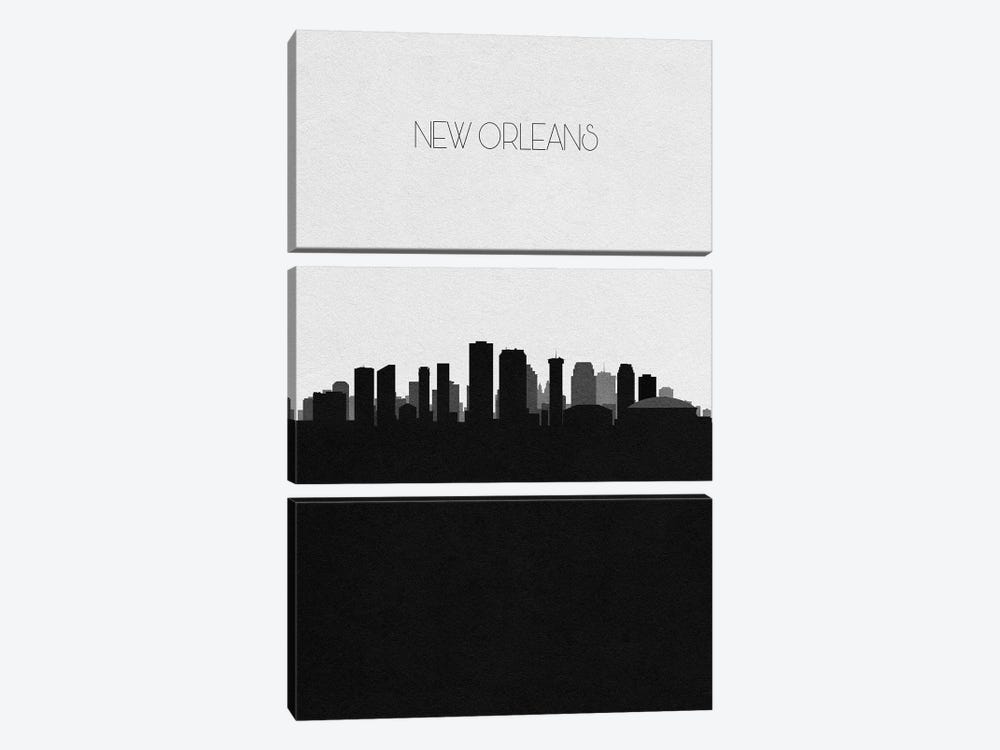 New Orleans, Louisiana City Skyline by Ayse Deniz Akerman 3-piece Canvas Print