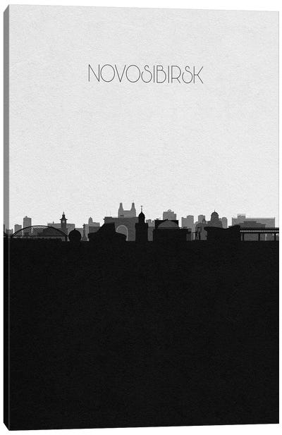 Novosibirsk, Russia City Skyline Canvas Art Print - Black & White Skylines