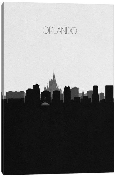 Orlando, Florida City Skyline Canvas Art Print - Black & White Skylines
