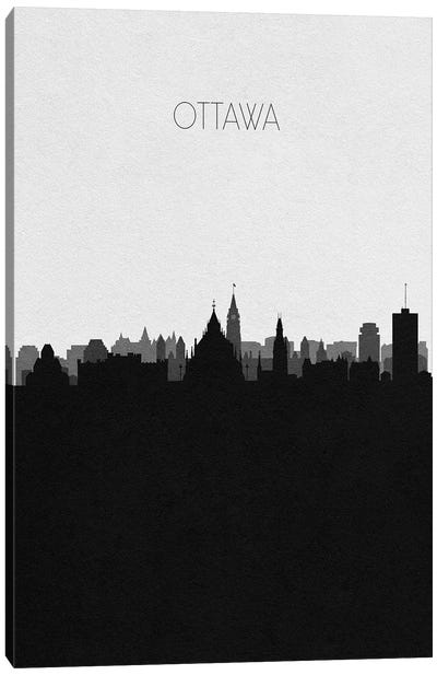 Ottawa, Canada City Skyline Canvas Art Print - Black & White Skylines