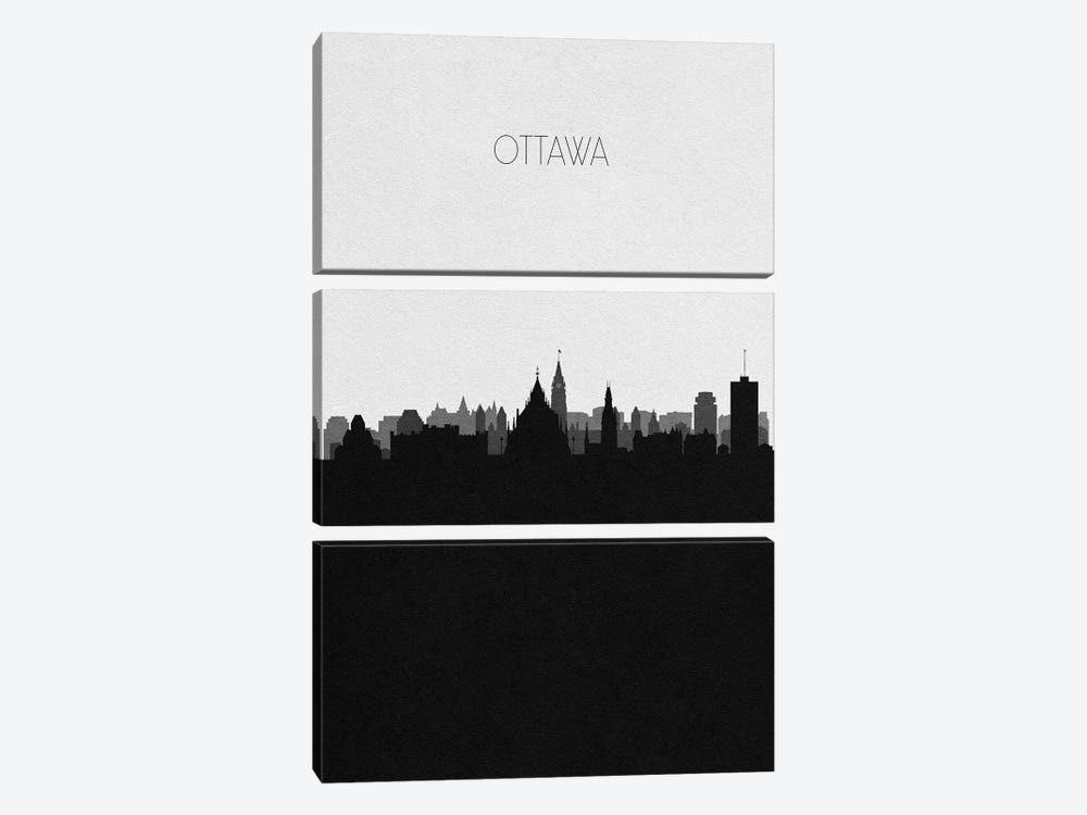 Ottawa, Canada City Skyline by Ayse Deniz Akerman 3-piece Canvas Print
