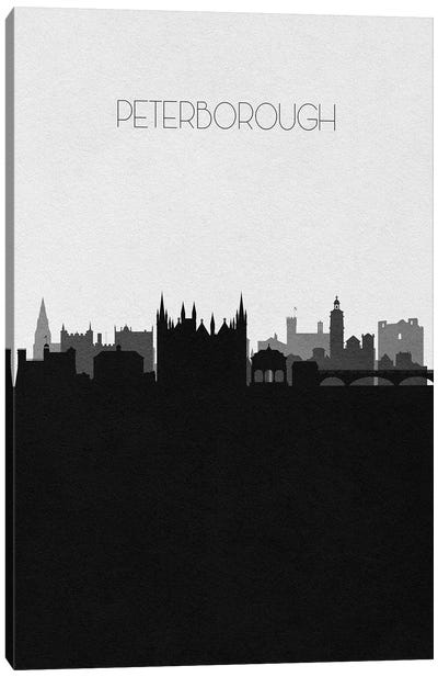 Peterborough, United Kingdom City Skyline Canvas Art Print - Black & White Skylines