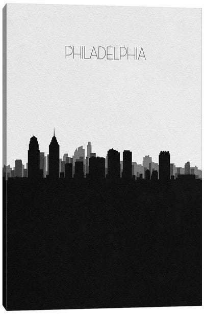 Philadelphia, Pennsylvania City Skyline Canvas Art Print - Black & White Skylines