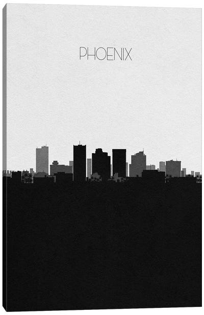 Phoenix, Arizona City Skyline Canvas Art Print - Black & White Skylines