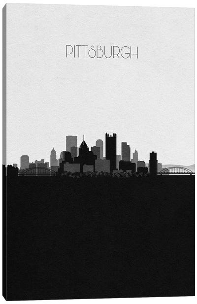 Pittsburgh, Pennsylvania City Skyline Canvas Art Print - Black & White Skylines