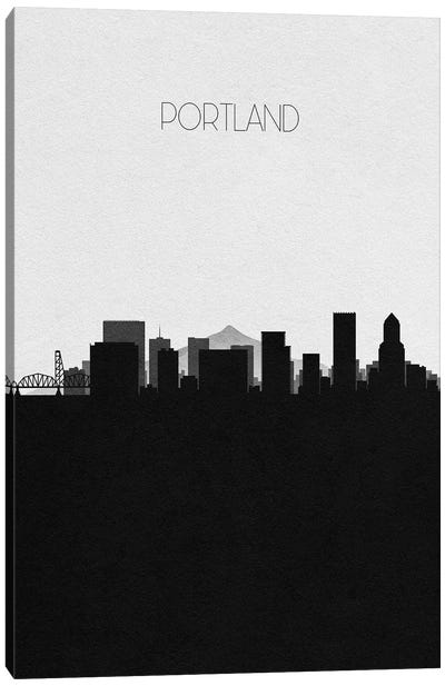 Portland, Oregon City Skyline Canvas Art Print - Black & White Skylines
