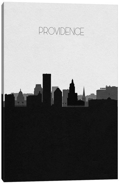 Providence, Rhode Island City Skyline Canvas Art Print - Black & White Skylines