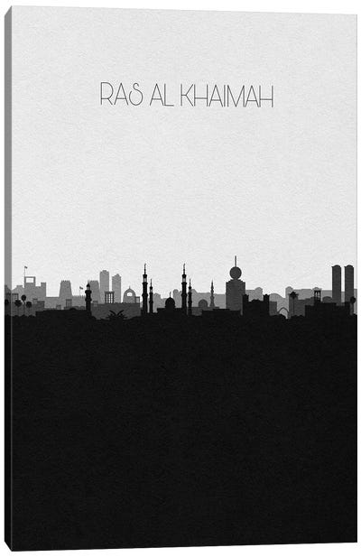 Ras Al Khaimah, UAE City Skyline Canvas Art Print - Black & White Skylines