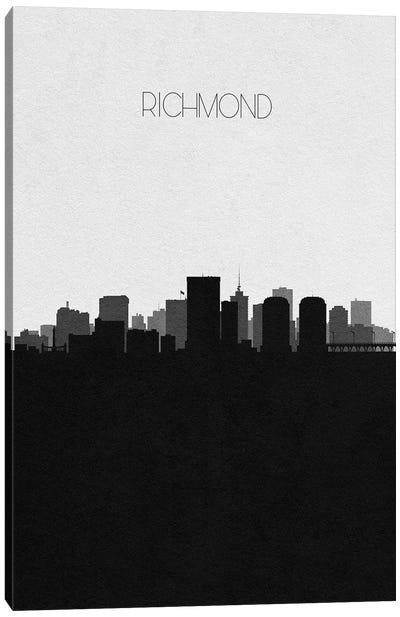 Richmond, Virginia City Skyline Canvas Art Print - Black & White Skylines