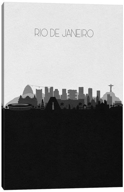 Rio, Brazil City Skyline Canvas Art Print - Black & White Skylines