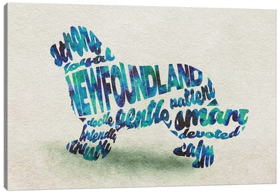 Newfoundland Canvas Art Print - Typographic Dogs