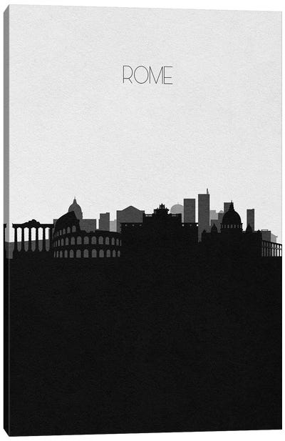 Rome, Italy City Skyline Canvas Art Print - Black & White Skylines