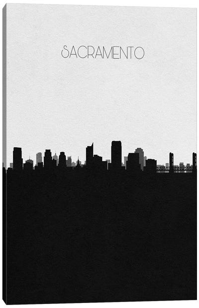 Sacramento, California City Skyline Canvas Art Print - Black & White Skylines