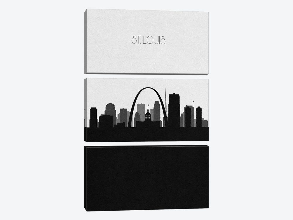St. Louis, Missouri City Skyline by Ayse Deniz Akerman 3-piece Canvas Wall Art