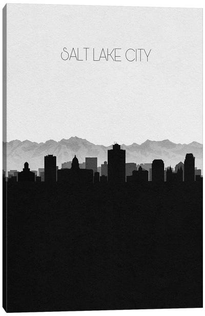 Salt Lake City, Utah Skyline Canvas Art Print - Black & White Skylines