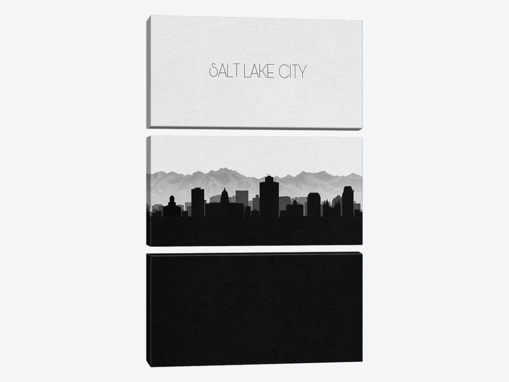 Salt Lake City, Utah Skyline by Ayse Deniz Akerman 3-piece Canvas Wall Art