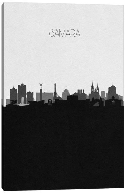 Samara, Russia City Skyline Canvas Art Print - Black & White Skylines