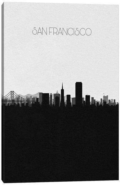 San Francisco, California City Skyline Canvas Art Print - Black & White Skylines