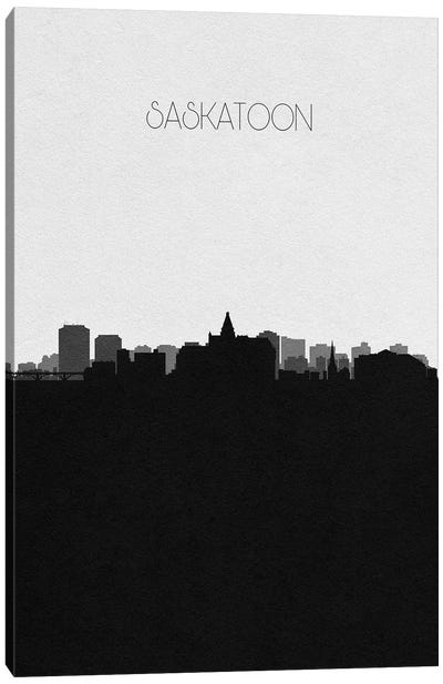 Saskatoon, Canada City Skyline Canvas Art Print - Black & White Skylines
