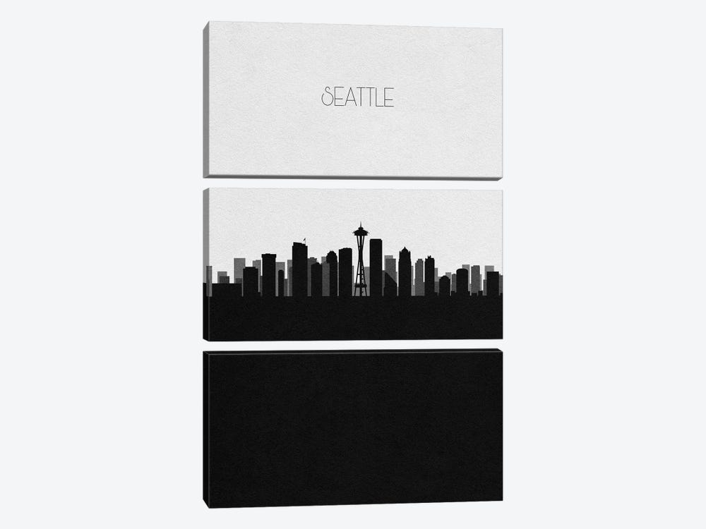Seattle, Washington City Skyline by Ayse Deniz Akerman 3-piece Canvas Art Print