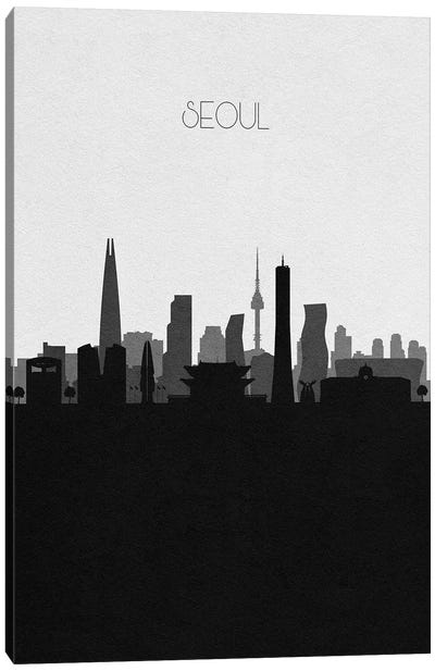 Seoul, South Korea City Skyline Canvas Art Print - Black & White Skylines