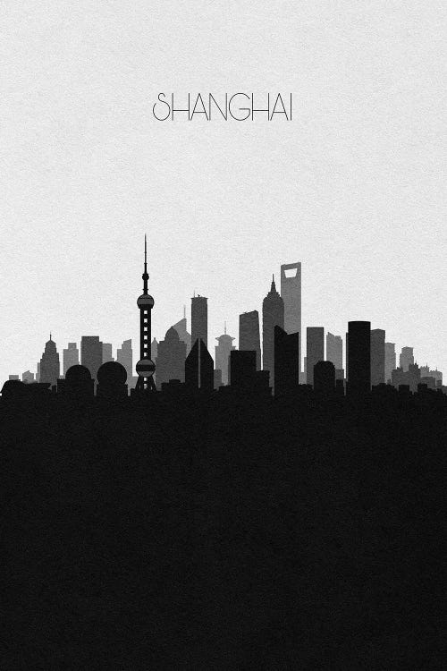 Shanghai, China City Skyline by Ayse Deniz Akerman wall art