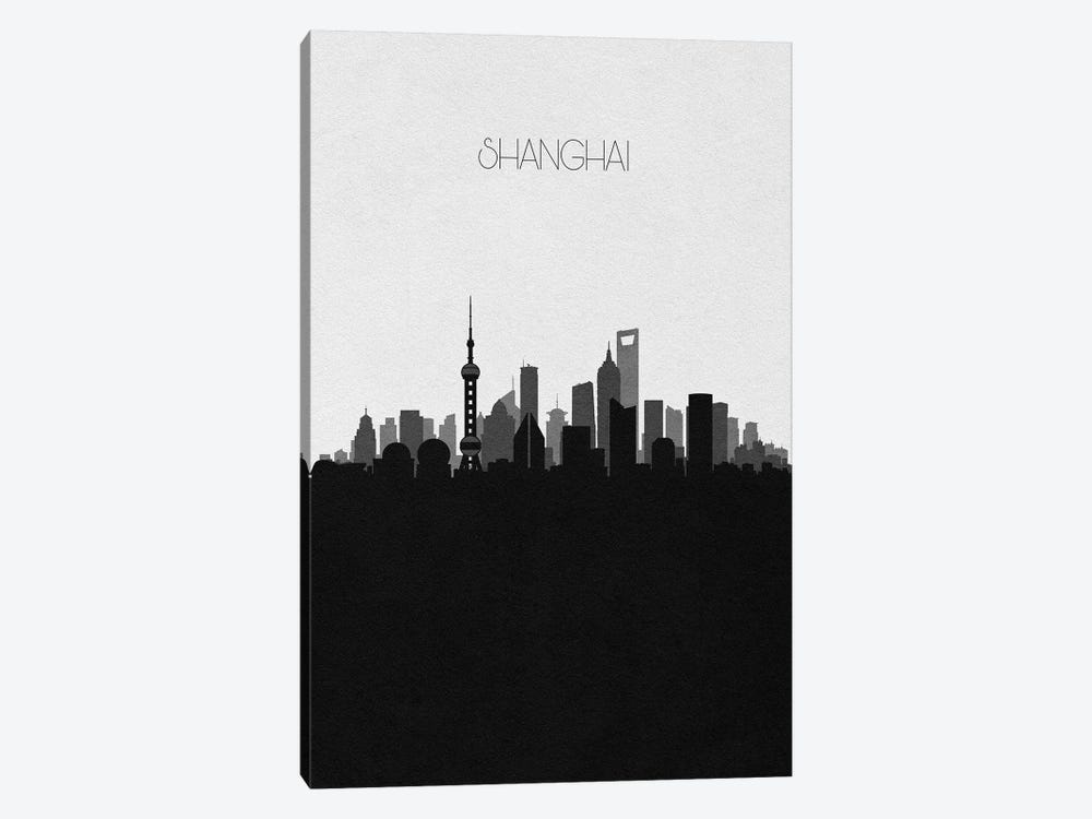 Shanghai, China City Skyline by Ayse Deniz Akerman 1-piece Canvas Art Print