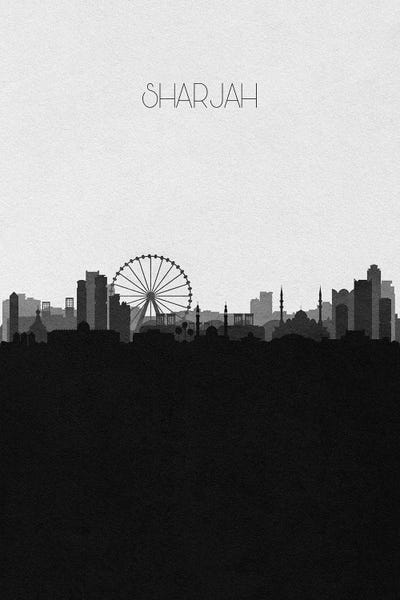 Sharjah, UAE City Skyline by Ayse Deniz Akerman art print