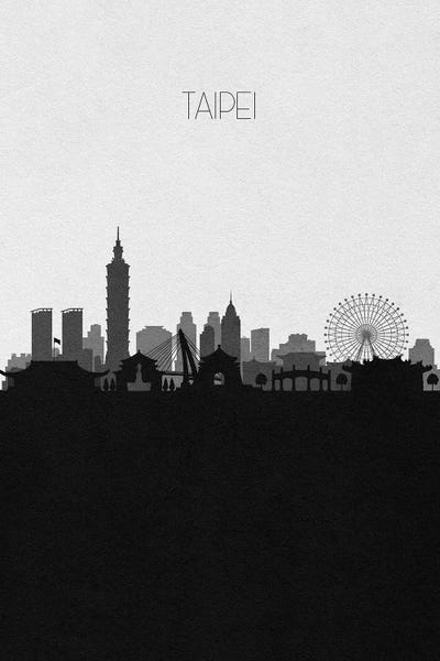 Large Black & White Art - Canvas Prints: Taipei, Taiwan City Skyline by Ayse Deniz Akerman