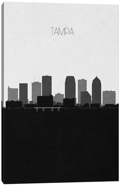 Tampa, Florida City Skyline Canvas Art Print - Black & White Skylines