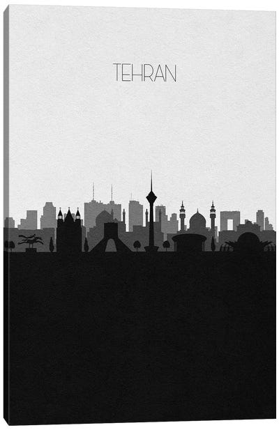 Tehran, Iran City Skyline Canvas Art Print - Black & White Skylines
