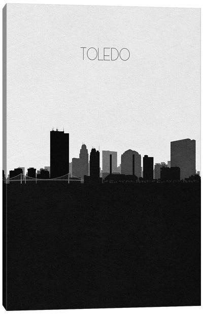 Toledo, Ohio City Skyline Canvas Art Print - Black & White Skylines