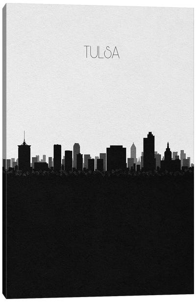 Tulsa, Oklahoma City Skyline Canvas Art Print - Black & White Skylines
