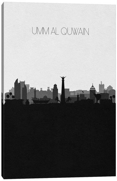 Umm Al Quwain, UAE City Skyline Canvas Art Print - Black & White Skylines