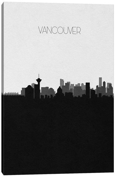 Vancouver, Canada City Skyline Canvas Art Print - Black & White Skylines