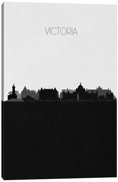 Victoria, Canada City Skyline Canvas Art Print - Black & White Skylines