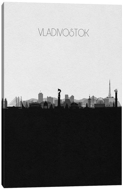 Vladivostok, Russia City Skyline Canvas Art Print - Black & White Skylines
