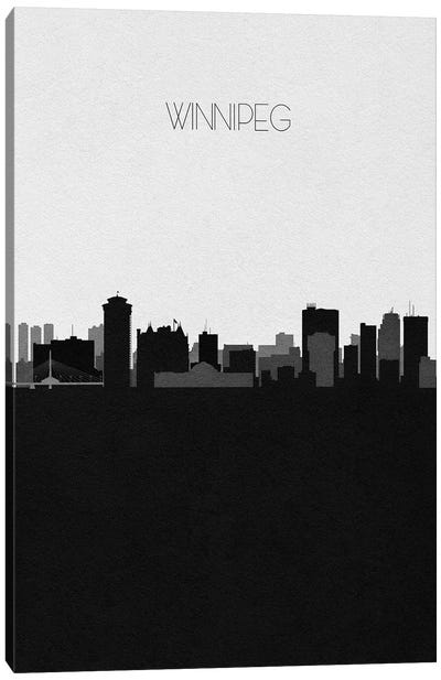 Winnipeg, Canada City Skyline Canvas Art Print - Black & White Skylines