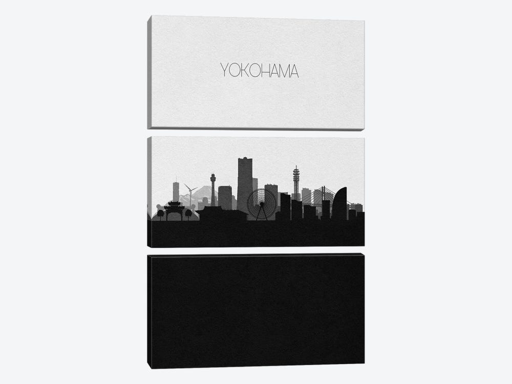 Yokohama, Japan City Skyline by Ayse Deniz Akerman 3-piece Canvas Print