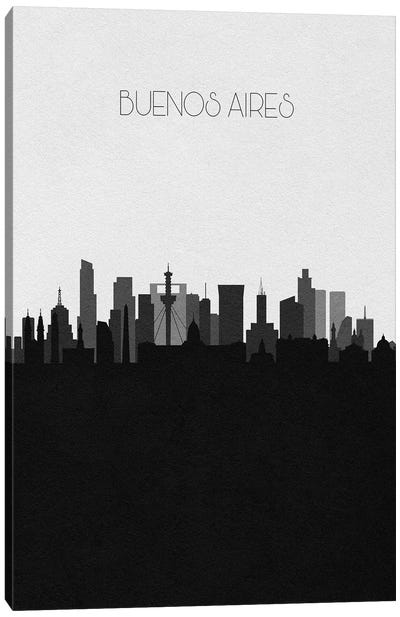 Buenos Aires, Argentina City Skyline Canvas Art Print - Black & White Skylines
