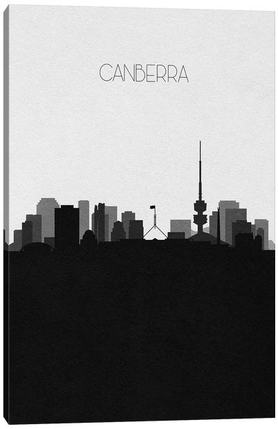 Canberra, Australia City Skyline Canvas Art Print - Black & White Skylines