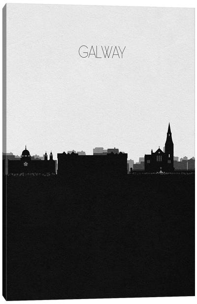 Galway, Ireland City Skyline Canvas Art Print - Black & White Skylines